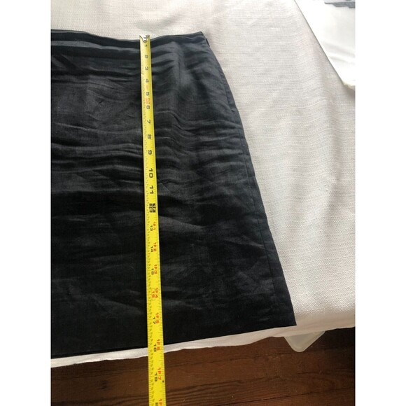 TOTO n KO Purple 100% Linen Black Skirt Sz 12P Petite Midi to Short Length - Picture 6 of 7